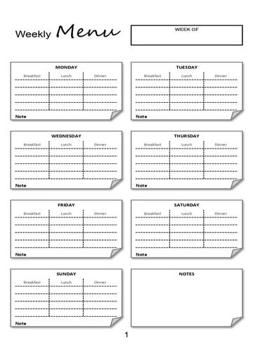 Menu Plan/Shopping List Paper Notebook with Index