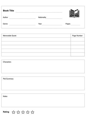 Book Review Notebook