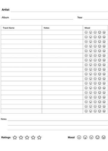 Music Album Review Notebook with Index