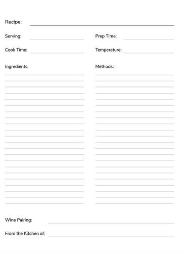 Blank Recipe Notebook with Index